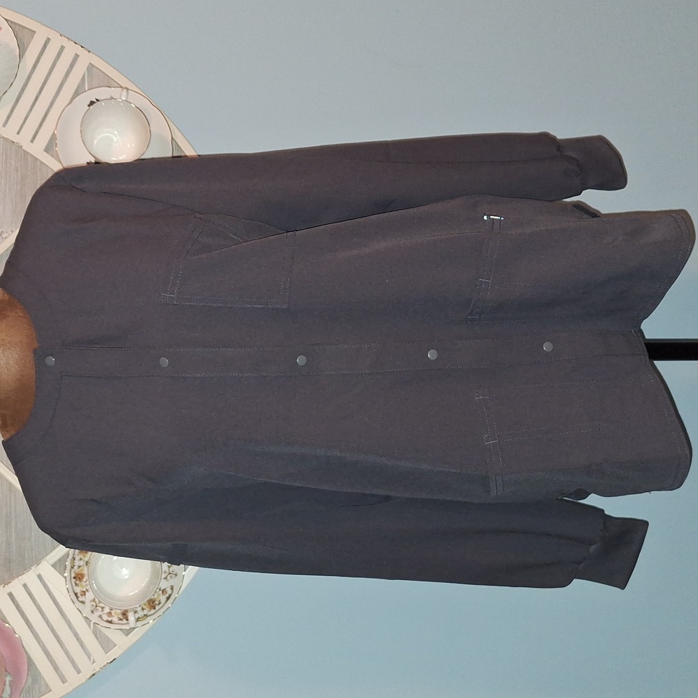 Scrubstar Dark Blue Scrub Top with Pink Accent